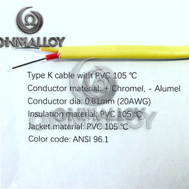 0.81毫米96.1 K型热电偶丝ANSI PVC绝缘外套和105度