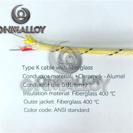 400度K型热电偶电缆玻璃纤维绝缘线0.81毫米